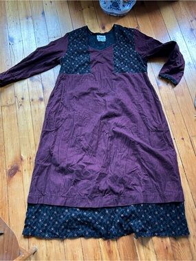 flax corduroy patchwork dress cotton large